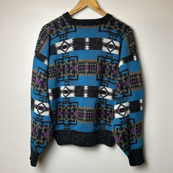 Vintage St John’s Bay Women’s Southwestern Knit Sweater Size M Retro Aztec Boho - Picture 3 of 8